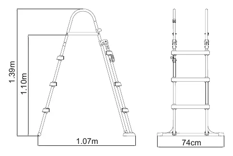 Overall dimensions of the ladder