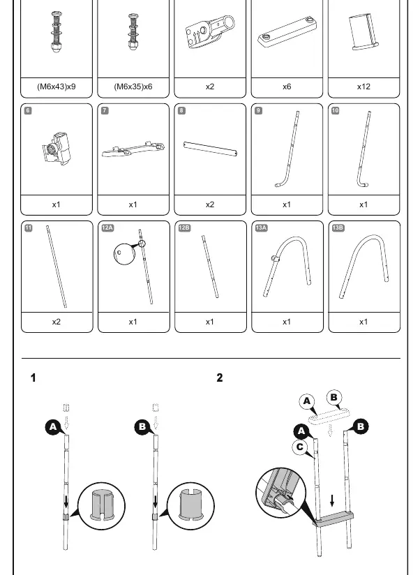 Parts list and initial assembly steps