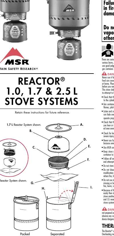 Reactor Stove System parts diagram