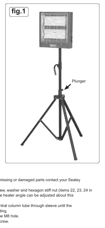 Tripod stand and height adjustment plunger