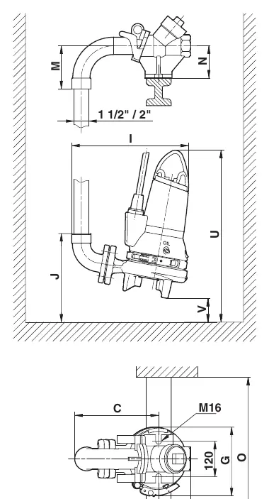 Installation with hookup auto-coupling (Fig. B)