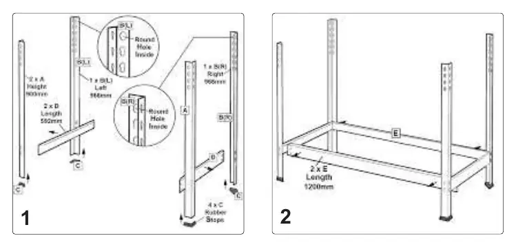 Basic frame assembly (Diagrams 1 & 2)
