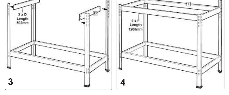 Frame assembly continuation (Diagrams 3 & 4)