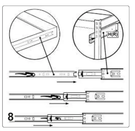 Drawer runner installation (Diagram 8)