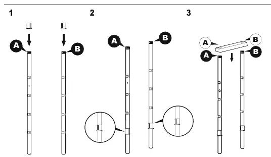 Initial ladder base assembly steps 1-3.