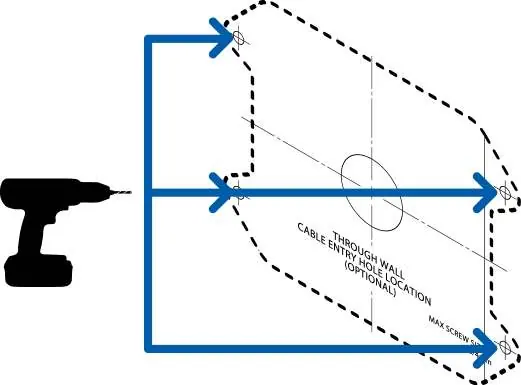 Drilling mounting holes using the template