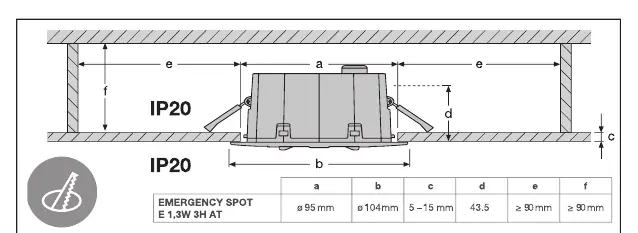 Installation dimensions and ceiling cutout requirements