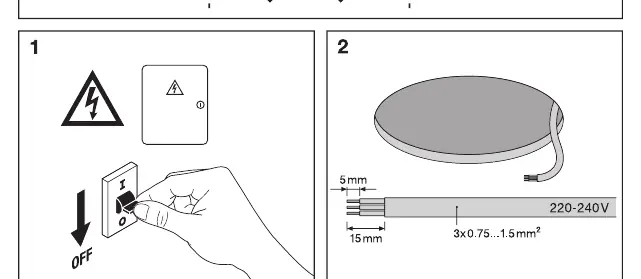Wiring and power disconnection steps