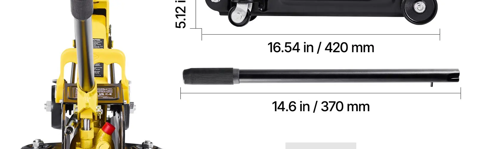 Vevor 1.5-Ton Floor Jack dimensions