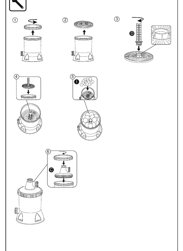 Assembly sequence for the filter pump.