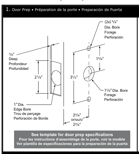 Door preparation drilling dimensions
