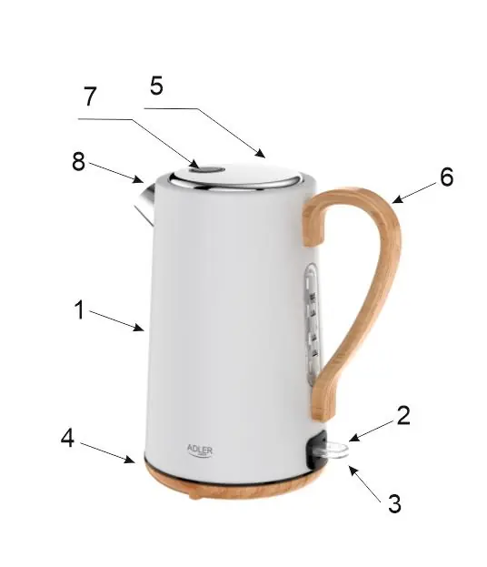 Diagram of the Adler Europe AD 1352 electric kettle