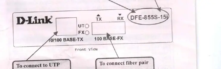 Front view of the DFE-855 series converter showing ports and indicators.