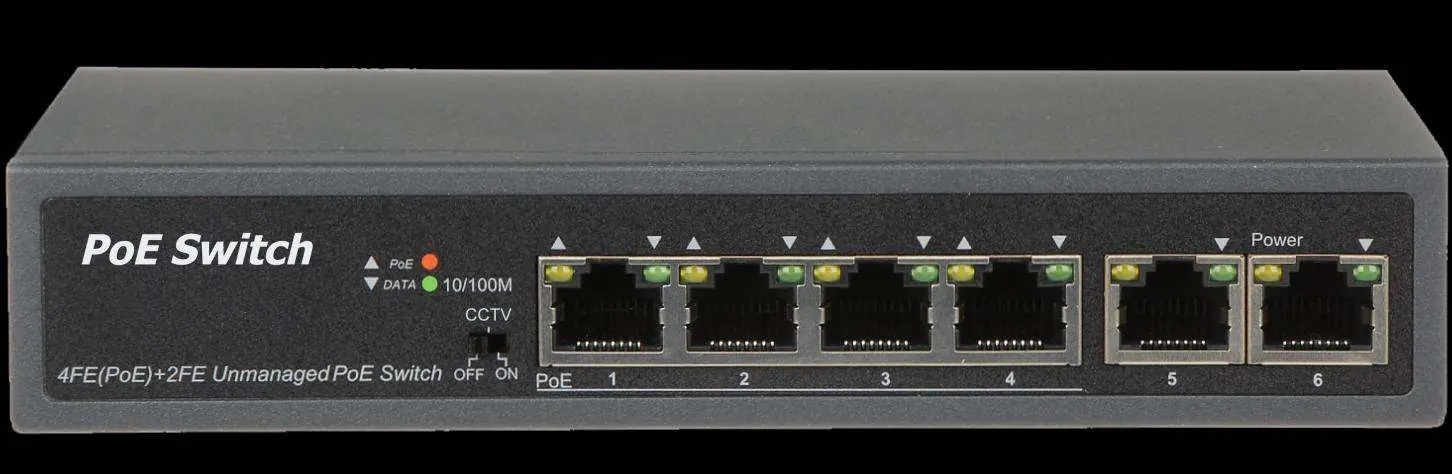 Front panel layout showing ports and LED indicators