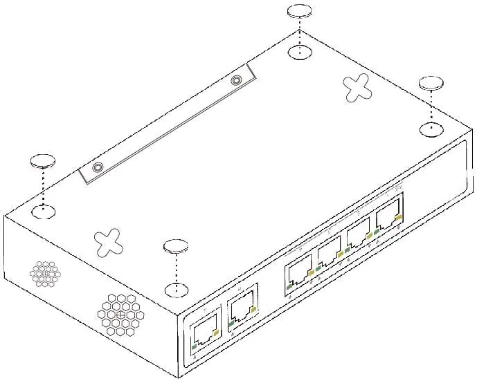 Desktop installation with rubber feet