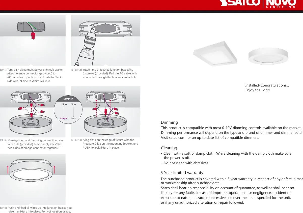 Wiring and bracket installation steps