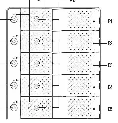 Front panel layout showing power switches, LEDs, and door locks