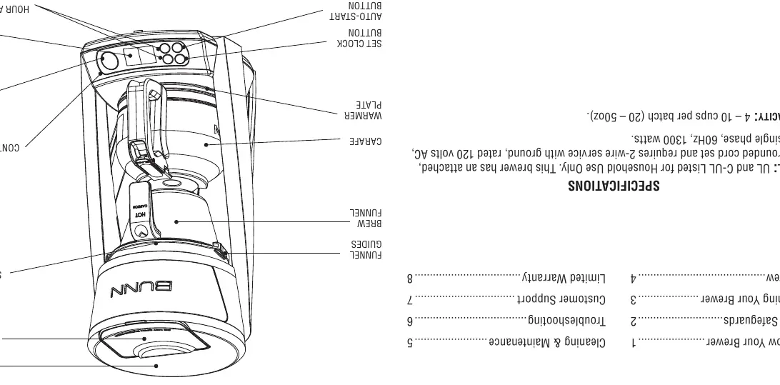 BUNN HB Coffee Brewer components diagram