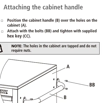 Attaching the cabinet handle