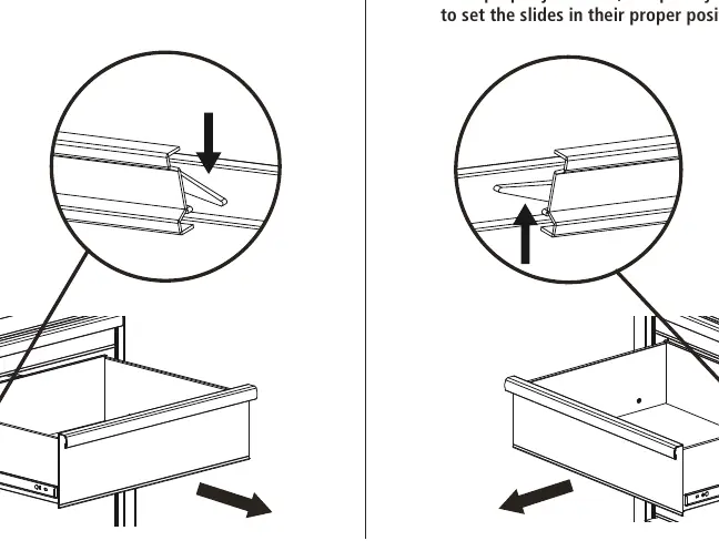 Drawer removal and re-insertion mechanism