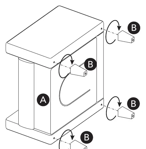 Step 2: Attaching feet to the base.