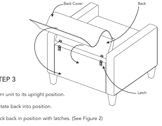 Step 3: Locking the backrest with latches.