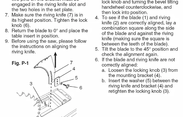 Riving knife alignment