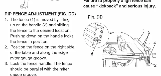 Rip fence adjustment