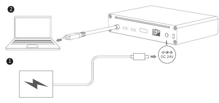 Connection diagram for power and host laptop