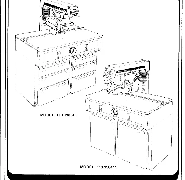 Craftsman 10-Inch Deluxe Electronic Radial Saw models 113.198611 and 113.198411