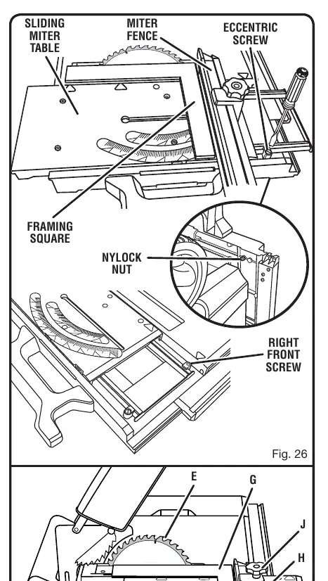 Adjusting the miter base.