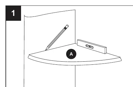 Step 1: Marking the shelf position on the wall.