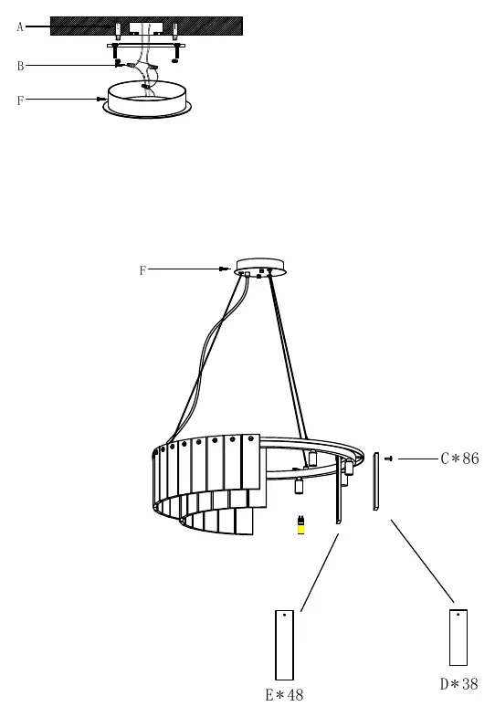 Installation diagram showing parts assembly