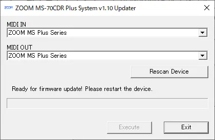Updater application ready for firmware update