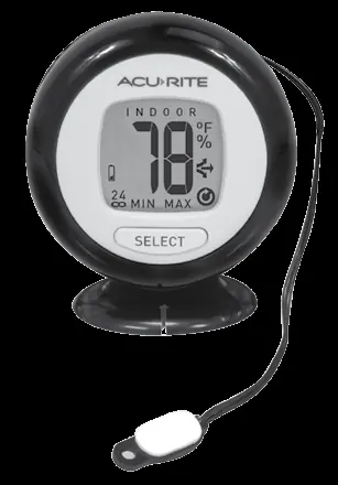 Front view of the display showing indicators and buttons