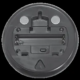 Back view of the display showing battery compartment and mounting features