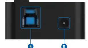 Rear panel showing computer and power connections.