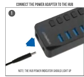 Connecting the power adapter.