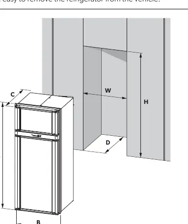 Recess dimensions for installation