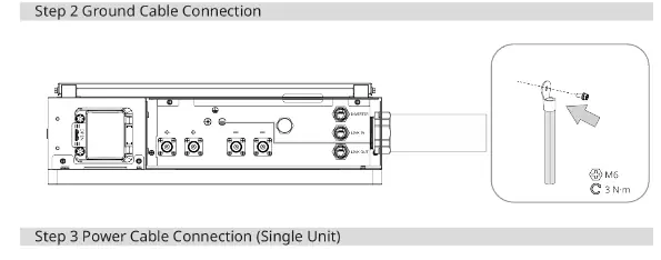 Ground and power cable connection