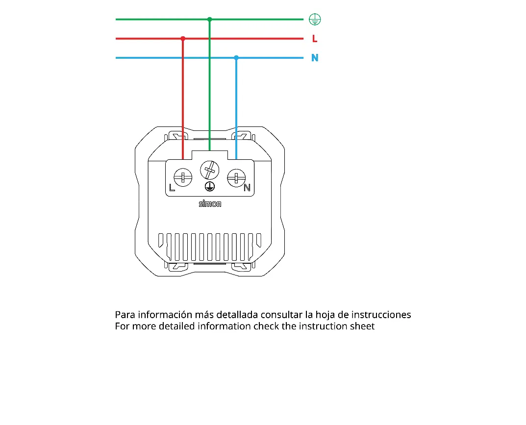 Wiring diagram showing L, N, and Ground connections