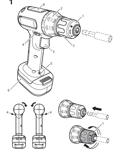 TRIXIG Screwdriver/Drill components overview