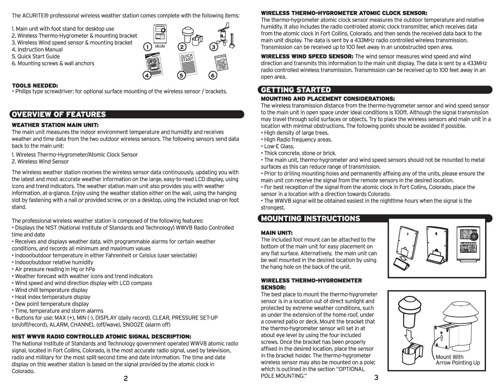 Main unit and sensor mounting options