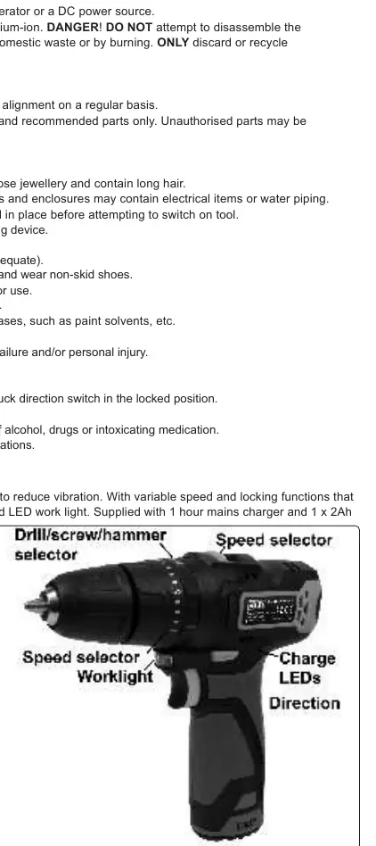 Drill controls and features