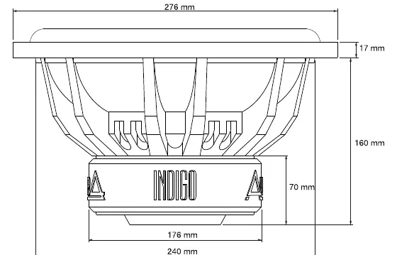 Physical dimensions of the subwoofer
