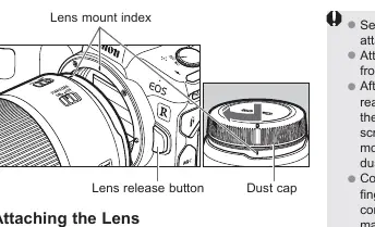 Attaching the lens to the camera