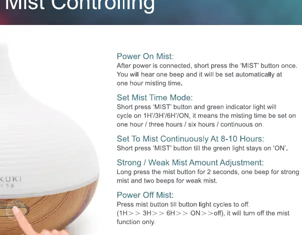 Mist control button operations.