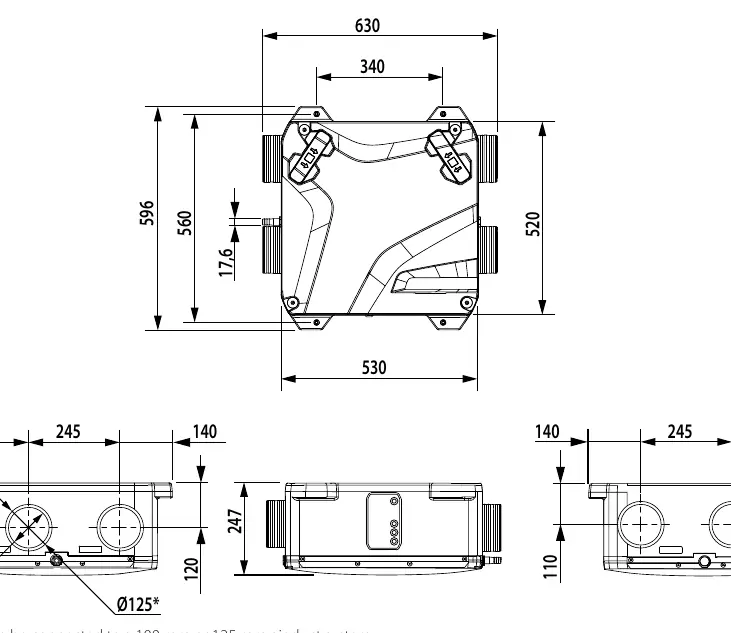 Overall and connecting dimensions