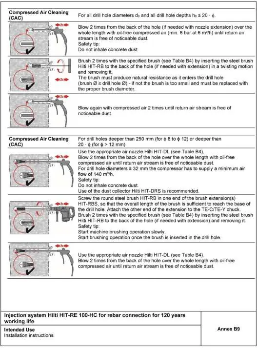 Compressed air cleaning procedure