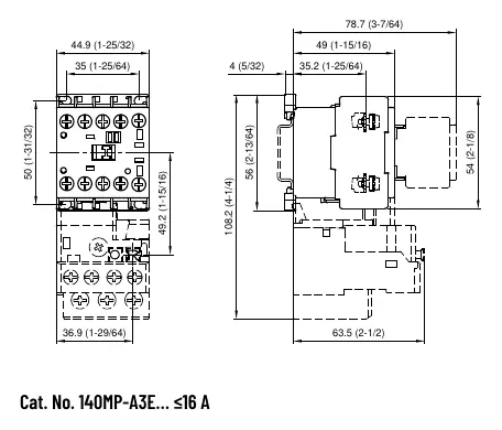 Approximate Dimensions for 100-K Contactor and 193-K Overload Relay